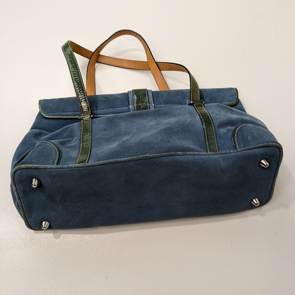 Vintage Coach Blue and Green Suede Bag - Picture 3 of 7